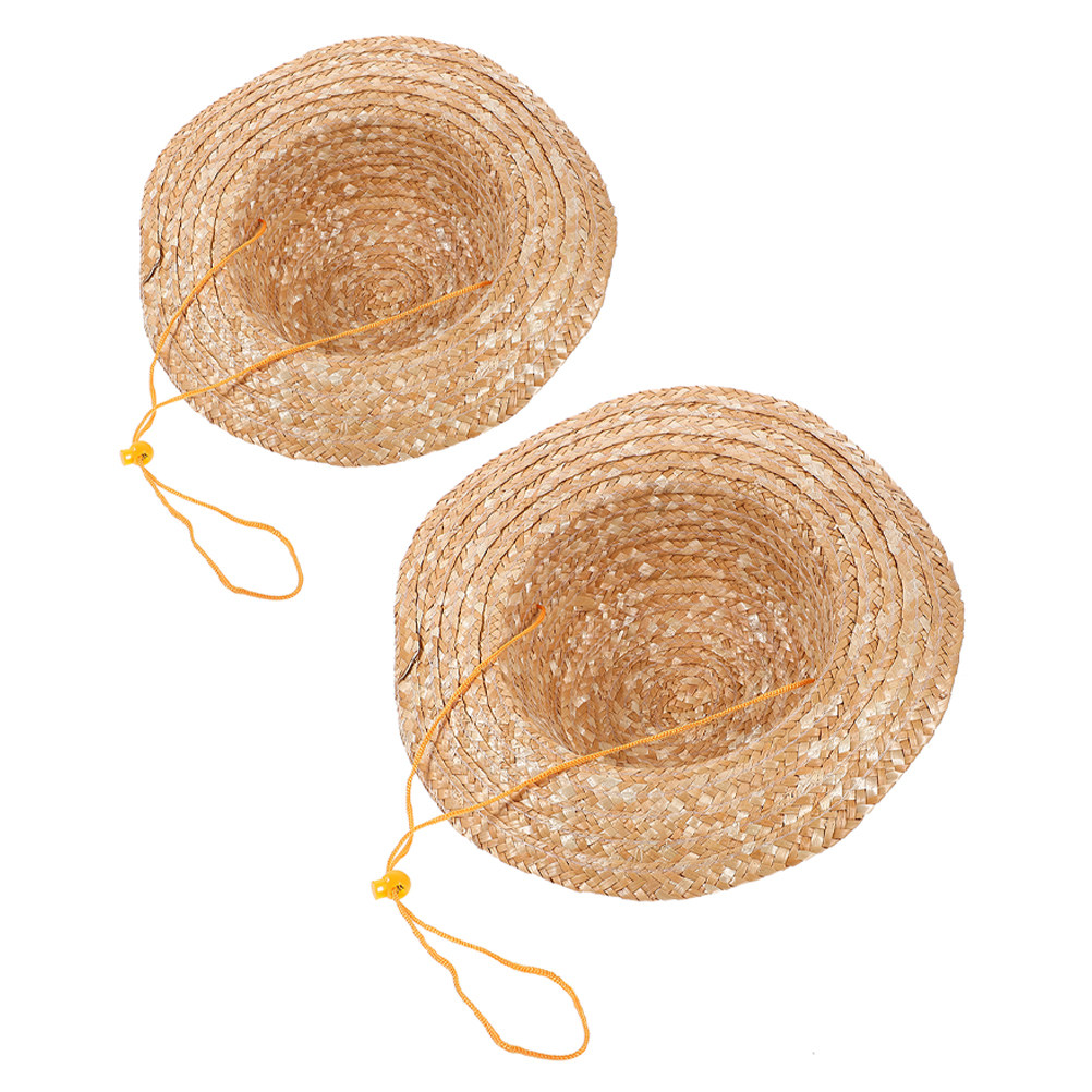 Sun Hat Wide Brim - 2Pcs Kids Straw Hat Natural Color
