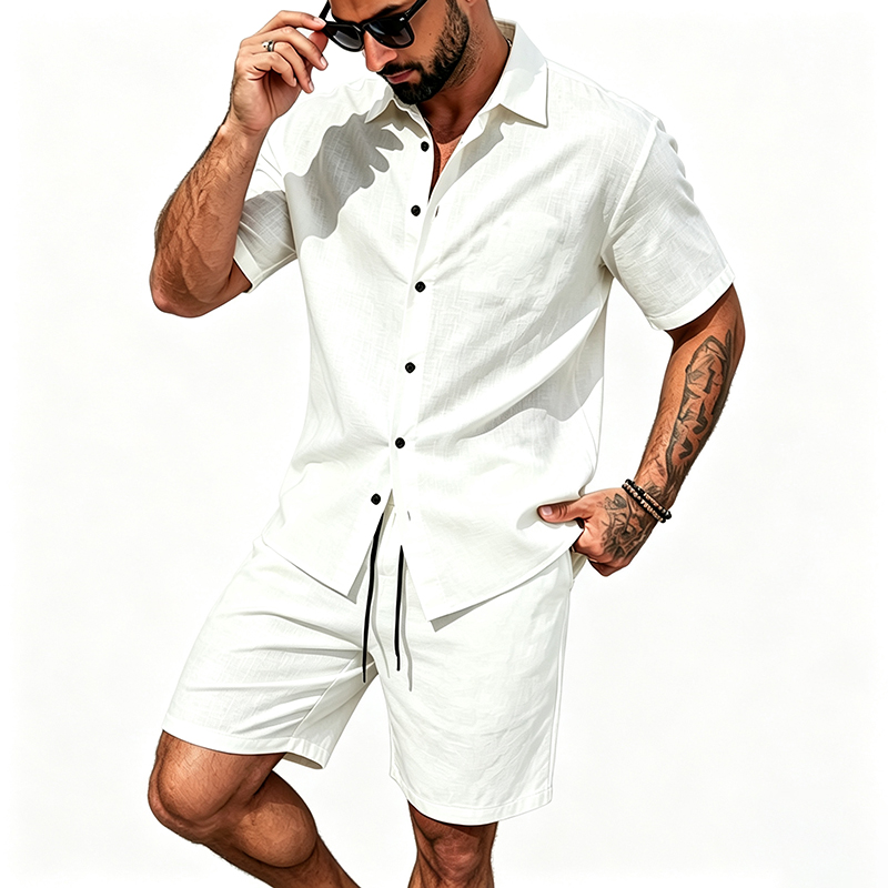 Men Linen Two Piece Outfit Sho - đánh giá và giá Summer Clothing Sets
