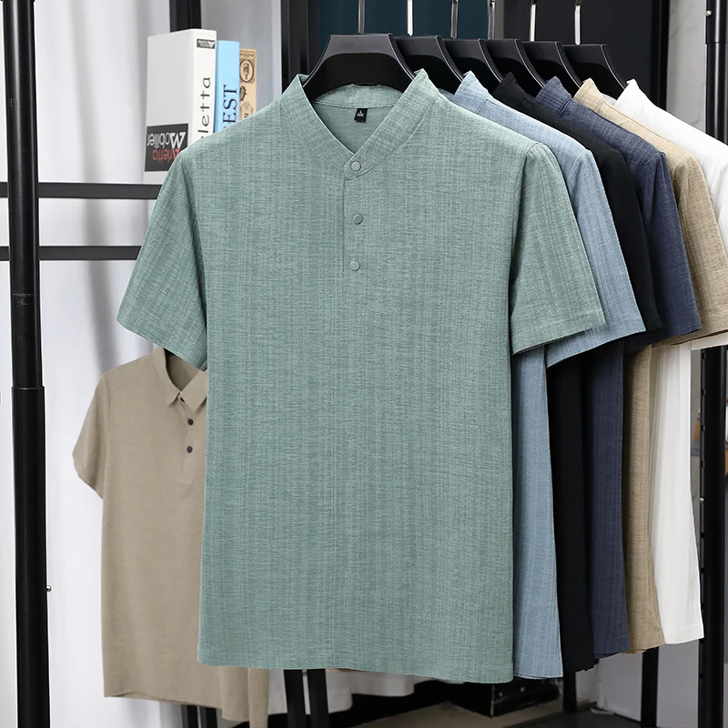 Mens Mandarin Collar Half Plac - đánh giá và giá Summer Clothing Line