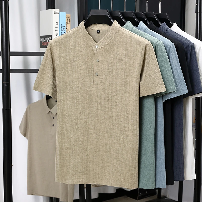 Mens Mandarin Collar Half Plac - đánh giá và giá Summer Clothing Line