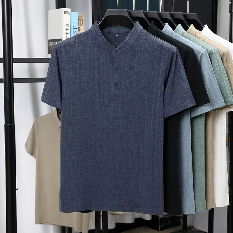 Mens Mandarin Collar Half Plac - đánh giá và giá Summer Clothing Line