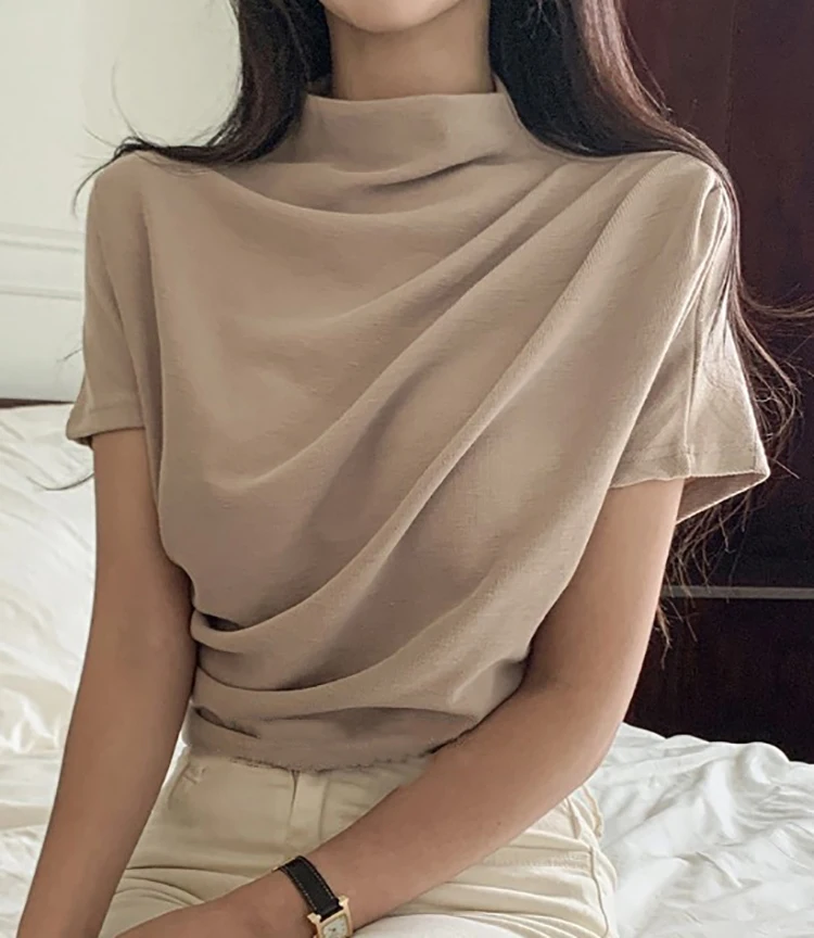 Half Turtleneck T Shirt Women  - đánh giá và giá Summer Clothing Drop