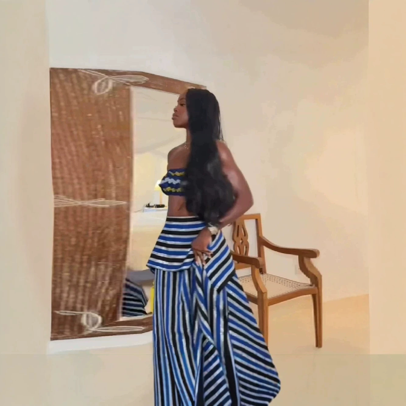 Wind-striped Strapless Dress S - đánh giá và giá Summer Clothing Accessories