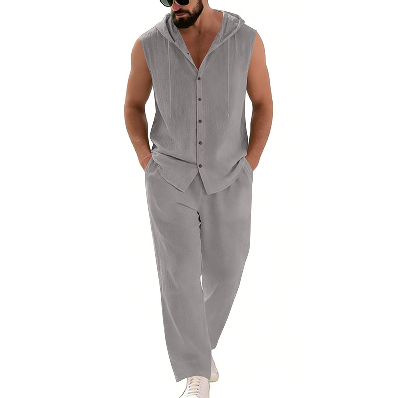 Men's Casual Linen Suit Hooded - đánh giá và giá Summer Clothing Sets